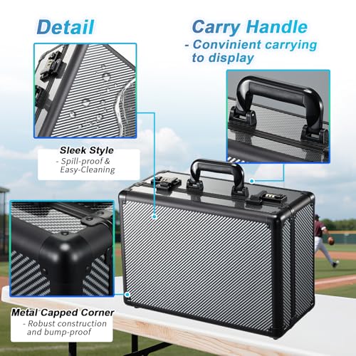 Large Graded Card Storage Box 4-Row with Combo Lock - Sports Trading Cards Case for 150+ Slabs, 540+Toploaders or 1500+ Loose Cards - color: Black 4-Row