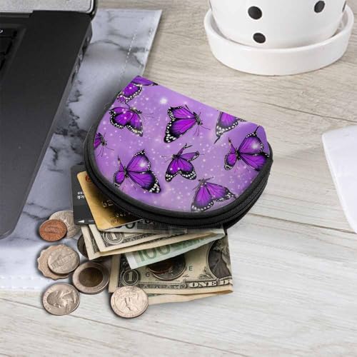 IBILIU Small Coin Purse Crytal Butterfly Purple Mini Wallet Coin Pouch Change Purse For Women Men - color: Coinp-002