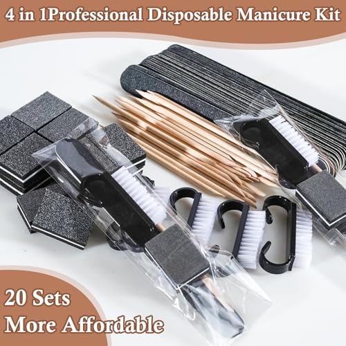 20 Sets Disposable Manicure Kit(20 Set-Black) - size: 20 Set-Black