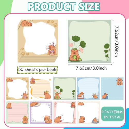 9 Pcs Cute Capybara Sticky Notes, Funny Capybara Self-Adhesive Notes for Women Man, Colorful Positive Sticky NotePads for Teacher Students Office Worker Animal Lovers Gift - color: Dumpster Fire C