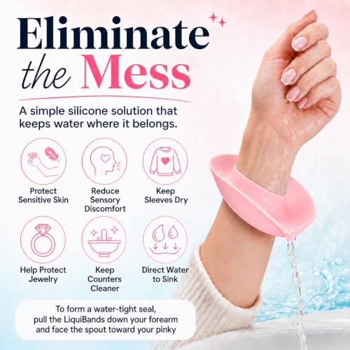 LiquiBands Face Washing Wristbands - Original Drip Catch Cuffs (Pink, S/M) - color: Blush Pink, size: S/M