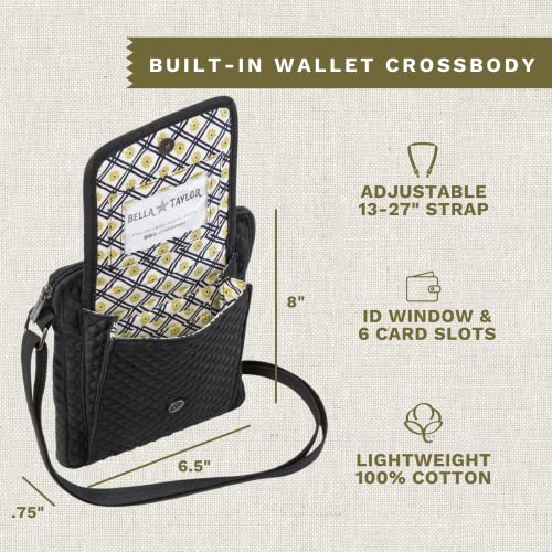 Bella Taylor Mini Crossbody, Quilted Handbag for Women - color: Vintage Black
