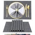 BETEAM Placemats Set of 6, Woven Vinyl Place Mats for Dining Table, Gray - color: Gray, size: 6 Pcs