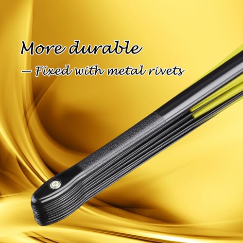 4 Pack Large Folding Hand Fan, Yellow Chinese Kung Fu Tai Chi Fan Nylon-Cloth Fan For Men And Women Performance, Dance, Decorations, Festival, Gift (4p Folding fan yellow) - color: 4p Folding fan yellow
