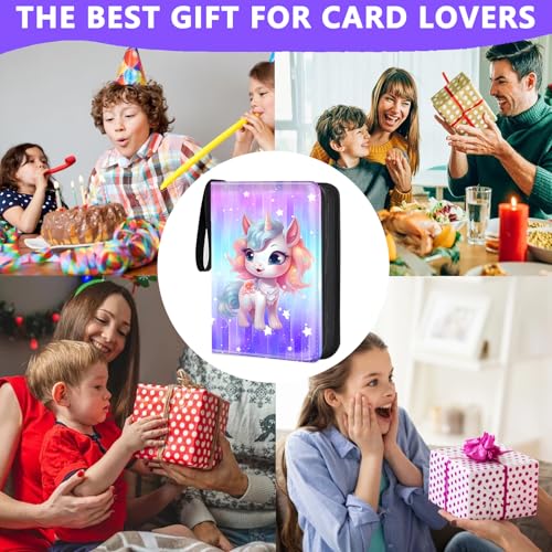 4 Pocket Trading Card Binder, Holds 400 Cards, Zipper Binder - color: color