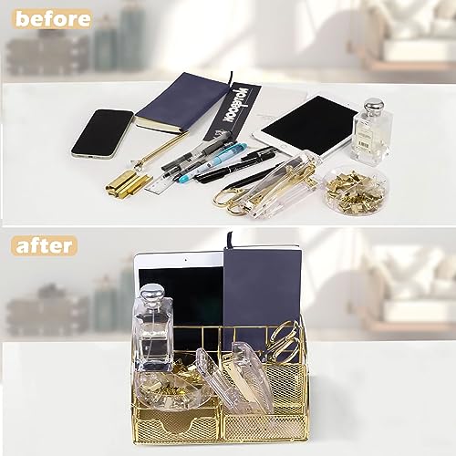 Gold Office Desk Organizers, 13PCS Office Supplies and Accessories - color: Gold