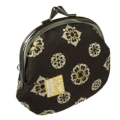 Nishijin brocade round clasp purse/coin purse with lining, size L. (Shosohanabishimon) - color: Shosohanabishimon
