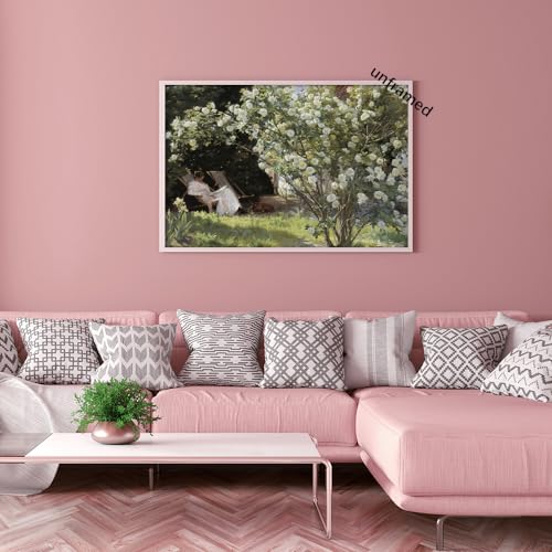 Huabsad Vintage Landscape Flower Oil Painting Canvas Wall Art Antique Portrait of Woman Outdoor Garden Roses Wall Decor French Rustic Farmhouse Bedroom Aesthetic Painting Prints 24x36in Unframed - color: Oil painting01, size: 24x36in Unframed