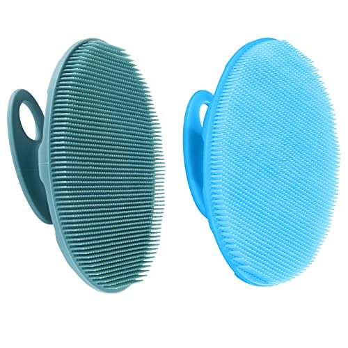 INNERNEED Silicone Body Cleansing Brush Exfoliating Scrubber, DGreen+Blue - color: Blue+dark Green