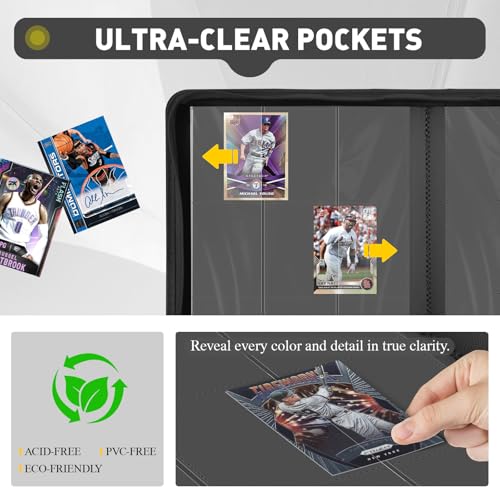 Trading Card Binder 9 Pocket, 360 Pockets Card Collection Binder - color: Black
