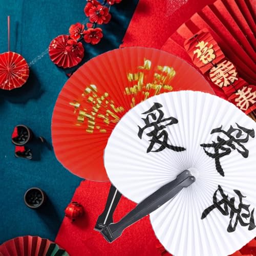 20 Pieces Chinese Paper Fans - color: Chinese Words Paper Fan 02, size: 20 PCS