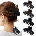 Mesovor 4 Pack 3.5" Double Row Teeth Claw Clips for Thin Fine Hair Non-Slip - color: 2pcs Black, 2pcs Dark Brown