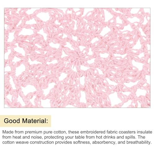 uxcell Fabric Coasters, 8pcs 4" - Cotton Woven Crochet Doilies, Lace Embroidery Cup Mat with Floral Pattern for Wedding Party Decoration (Light Pink) - color: Light Pink