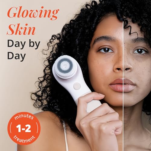 Vanity Planet Raedia Facial Cleansing Brush - Electric Facial Cleansing Brush with 4 Exfoliating Brush Heads - Waterproof, Handheld, Lightweight for Face Scrubber and Exfoliating Face - Warm Grey - color: Warm Gray