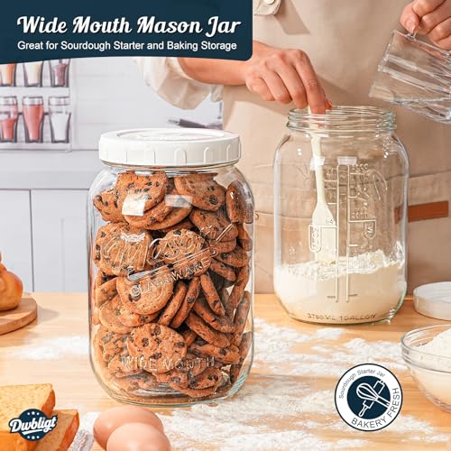 2 Pack Wide Mouth Mason Jars with Airtight Lid and Silicone Gasket - size: 1 Gallon/2 Pack