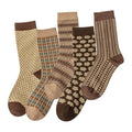 5 Pair Vintage Cotton Crew Socks for Women Pretty Aesthetic Long Preppy Ankle Socks