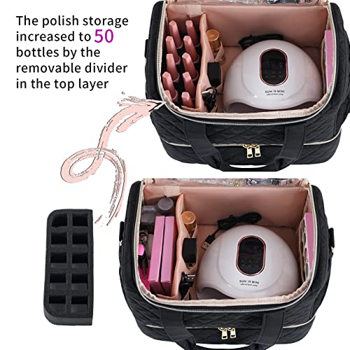 GR69N Nail Polish Organizer,Travel Nail Bag Organizer Case - color: Black01