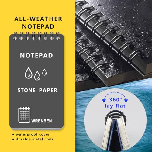 Waterproof Top Spiral Notepads 3" x 5", Universal Grid, Grey - color: Grey, size: Small