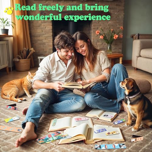 50 Pcs Magnetic Bookmarks for Kids, Cat and Dog Bookmarks - color: Cat and Dog Style