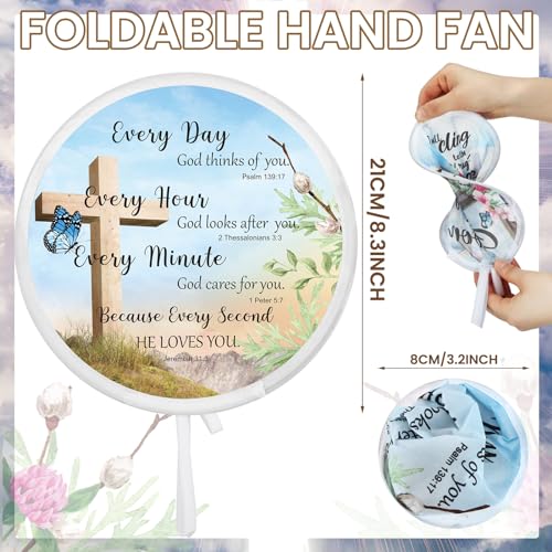 Tradder 50 Pcs Christian Church Fans Bulk Foldable Hand Fans, Stylish - style: Stylish