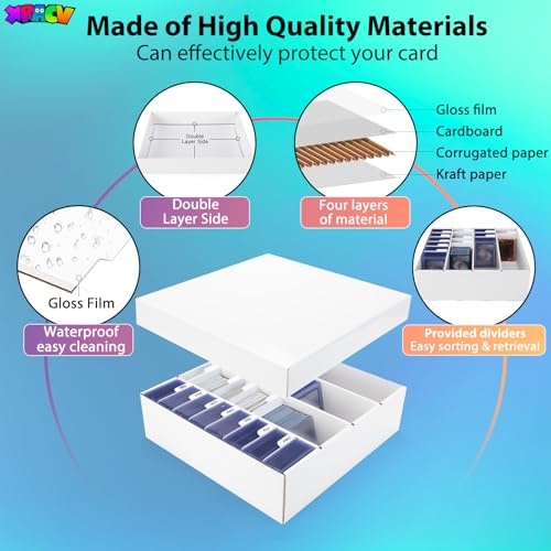 Trading Card Storage Box, 4 Row 3200 Count Collector Cards Box with Divider - color: White, size: 3-Pack