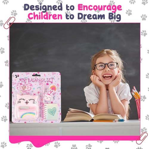 VOTUM Cabybara Keychain Charm for Backpacks, Purses, Handbags, Car Keys with Stationery Set - Includes Mini Notebook, Gel Pen, Eraser, Stickers - Portable & Fun Gift for Tweens & Adults Ages 8+ - style: Cat