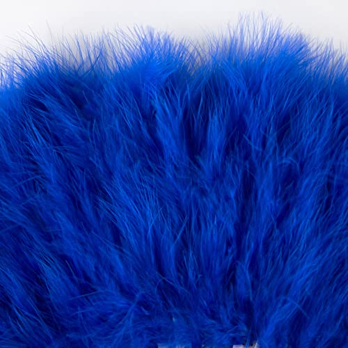 BABEYOND 1920s Marabou Feather Folding Hand Fan - color: Blue