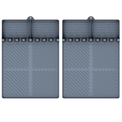 Silicone Griddle Tools Mat for Blackstone, Griddle Accessories Side Shelf Mat Grill Pad for Outdoor Grill Kitchen Counter Spatula Silicone Mat with Drip Pad (Grey (2Packs)) - color: Grey (2Packs)