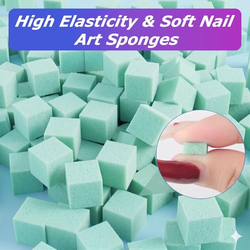 Soft Nail Sponges（150PCS）, Reusable Nail sponges,Nail DIY sponges, Nail Art sponges, 1PCS Grabbing Pen and Nail Brush Professional Accessories Manicure Salon Supplies (Green) - color: Green