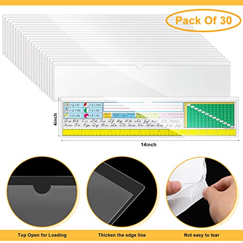 Chinco 30 Pcs Self Adhesive Clear Index Card Pockets,14 x 4 Inches - size: 14 x 4 Inches