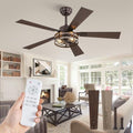 Fanbulous 48" Farmhouse Ceiling Fans with Light & Remote, 6-Speed Caged - color: Oil Bronze, size: 48 Inch