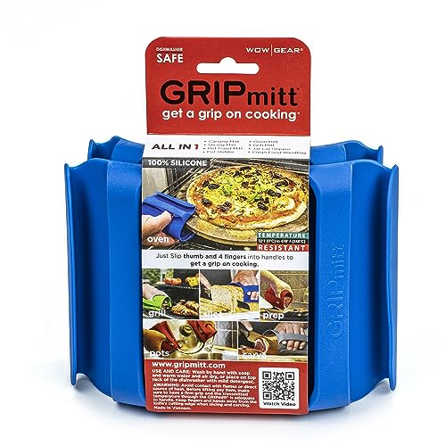Silicone BBQ & Kitchen Mitt 2-Pack Set (Small/Medium, Blue) - color: Blue, size: Small/Medium