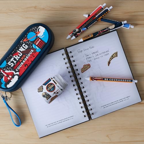 Christian Art Gifts Strong & Courageous Pen Set, Space Design - color: Strong & Courageous/Multicolor