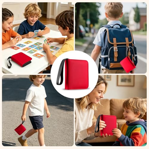 Mini Card Binder, EDUDIIU Small Pokemon Card Binder - color: Red