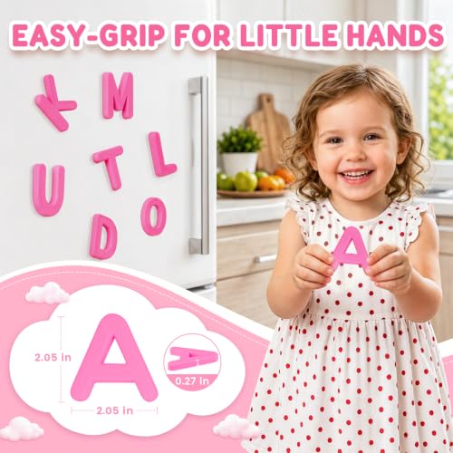 JoyCat Silicone Magnetic Alphabet Letters, 26 Uppercase (Pink) - color: Pink Color