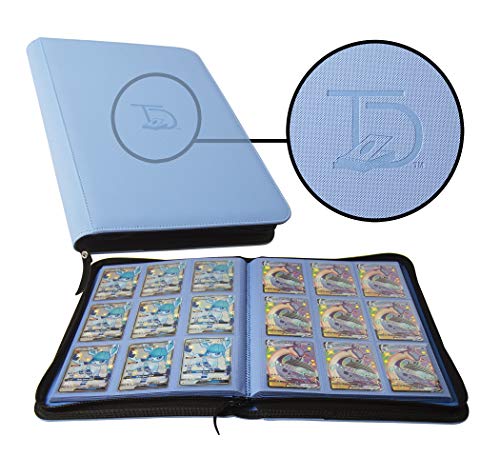 TopDeck 500 Card Ringless Zip Binder Pro - Top Loader 9-Pocket Pages Side Load Sleeve TCG Storage Portfolio, Compatible with Pokemon, Yu-Gi-Oh, One Piece, MTG, Comic Trading Collectible Cards - Blue - color: Blue