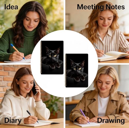 2 Pcs Cat A5 Spiral Notebook, Cute Cats College Ruled Spiral Notebook - color: Multicolour 0001
