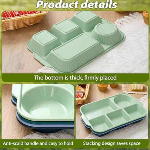 Pinkunn 8 Pcs 13'' Divided Plates for Adults Wheat Straw, Retro - color: Retro