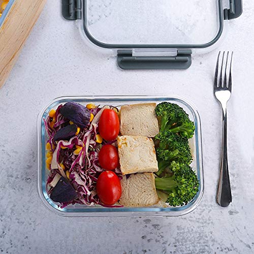 M MCIRCO 10 Pack Glass Food Storage Containers with Lids, Gray - color: gray