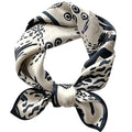 FEIBOON Mulberry Silk Scarf 21"x21" Small Square Scarfs for Women - color: Black Abstract