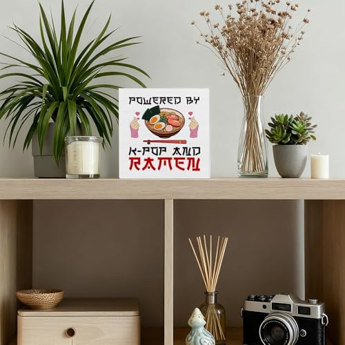 Kpop Ramen Decor, Powered by K-Pop and Ramen Wooden Box Sign Decorations