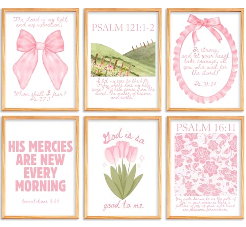 QLDENIX 6PCS 12X16in Pink Christian Canvas Wall Art Bible Verses Posters - color: Pink Bible-poster, size: 16"Lx12"W