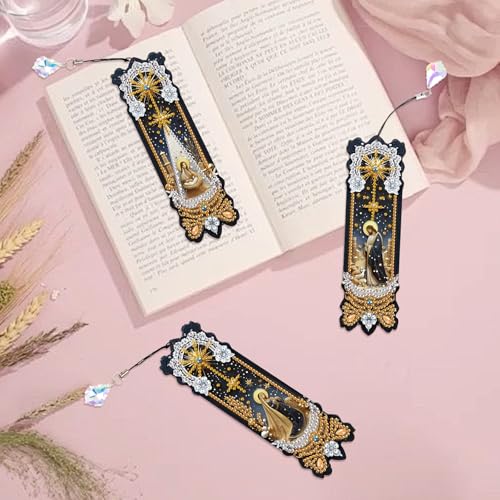 Tontut 3pcs Diamond Art Painting Kit Bookmarks, Jesus Exquisite Universal DIY Bookmarks, Lightweight and Durable, Suitable for Reading Lovers - color: Jesus