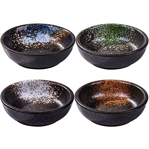 Ceramic Dipping Sauce Dishes Set of 4, 3.7'' Japanese Soy Sauce Bowls - color: YX
