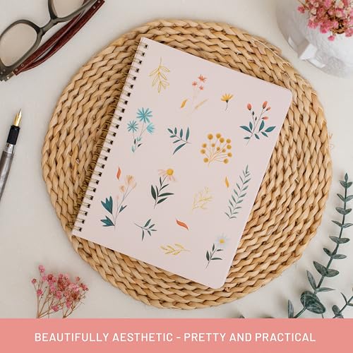 Happy Hoos® Aesthetic Spiral Notebook - 6.25" x 8.25" College Ruled Journal Notebook - Hard Cover Writing Journal for Work, School, Travel, More - Floral Notebook 8 Seasonal Designs(Summer Garden) - color: Summer Garden