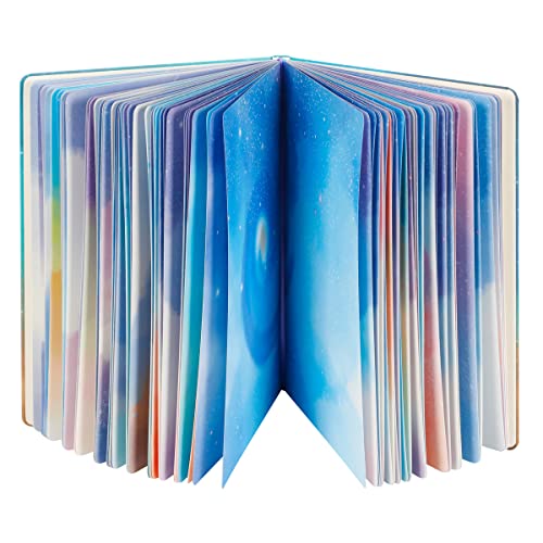 SIIXU Starry Sky Writing Journal for Women, Men, Unique Colorful Blank Notebook for Daily Notes, Gratitude, Dreams or Planning, 7.5” x 10.2", 160 Pages, 2 Bookmarks, Large, Hardcover, Unlined - color: Blue