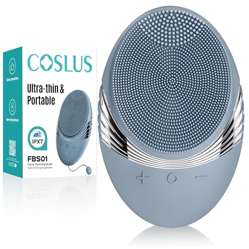 COSLUS FBS01 Facial Cleansing Brush Face Scrubber, Compact for Travel - color: Hazy Blue