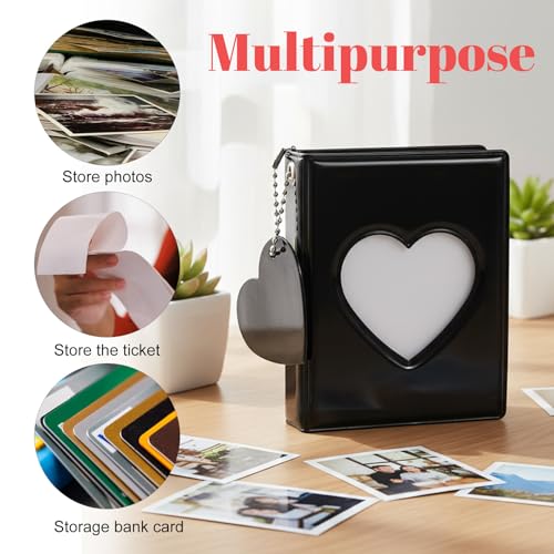 Photocard Album,3 Inch Mini Heart Hollow Photocard Binder,Black