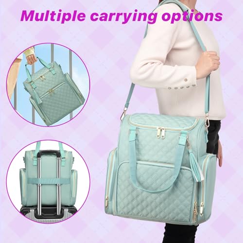 Nail Bag Organizer Case Backpack, Nail Bag Holds 80 Bottles (15ml-0.5 fl.oz) and Nail Lamp, Nail Polish Case with 2 nail polish Bag, Portable Travel Backpack for Nail Tech Supplies Manicure Tools - color: Green