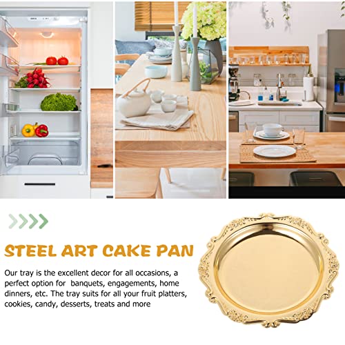 Kichvoe Elegant Snack Serving Tray 7.87 Inch Round Metal Platter for Food Snacks Jewelry Display Party Table Decor